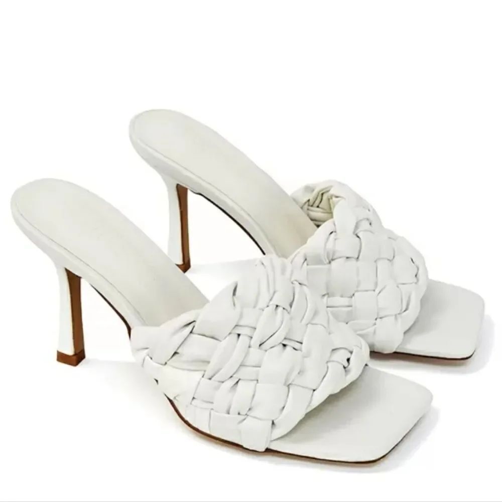 BRAND NEW HERSTYLE MELROSE BRAIDED SQUARE OPEN TOE SLIP-ON MULES SANDAL